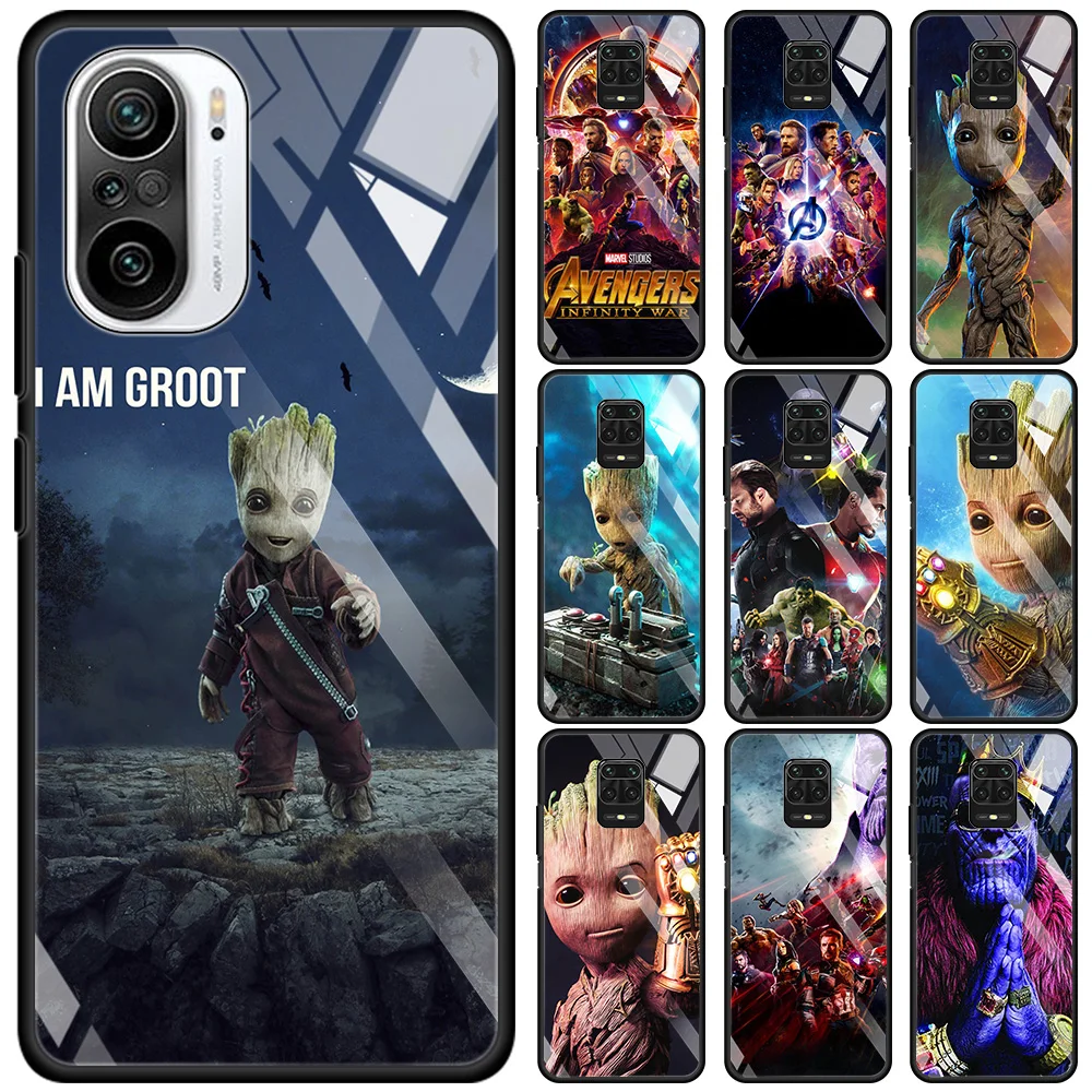 Guardians Marvel Avengers Tempered Glass Shell For Xiaomi Redmi 9 9A 8A 9C K40 K30 Note 10 9 9S 8 7 9T 8T Pro Max Silicon Cover