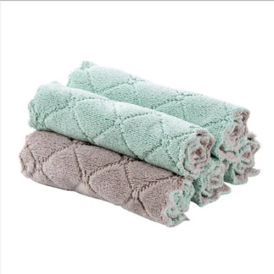 gray green 4 шт. кухонное чистящее тряпичное абсорбирующее и безворсовое масло для кухни, не требующее протирания, столовое полотенце для мытья посуды - Цвет: gray green
