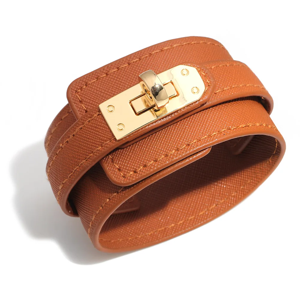 

New Women's Bracelet Jewelry Wholesale Europe and The United States Fashion Versatile Wide Leather on Behalf of A Hair Punk Gift