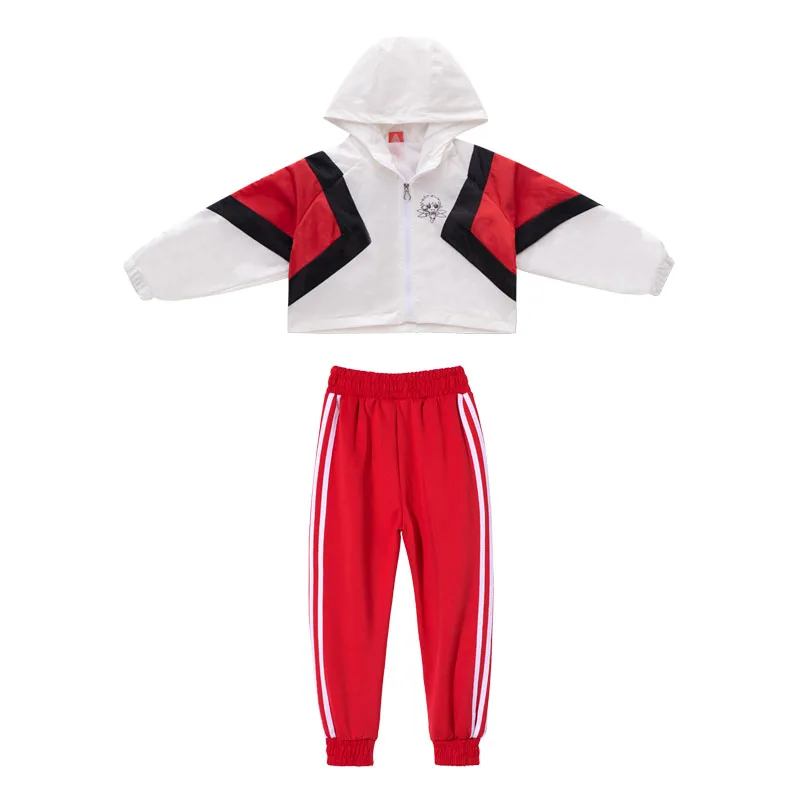 

Hip-Hop Dance Costumes For Children Stage Performance Red Suit Kids Jazz Dance Outfit Girls Modern Street Dance Clothes