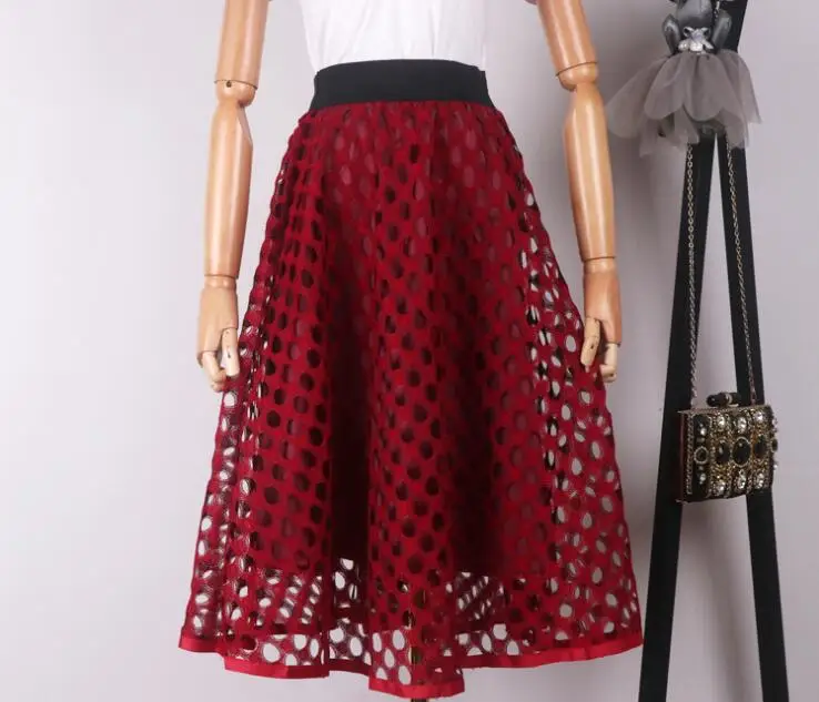 Летний Европейский стиль ретро клетчатые сетчатые юбки пачки Женский Бренд Тюль