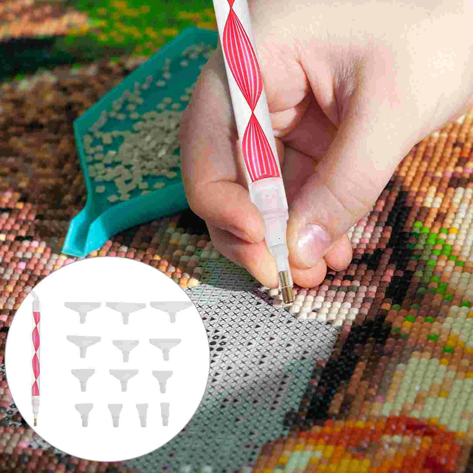 

Nail Art Sewing Craft Drill Painting DIY Drill Pen with 13Pcs Pen Heads