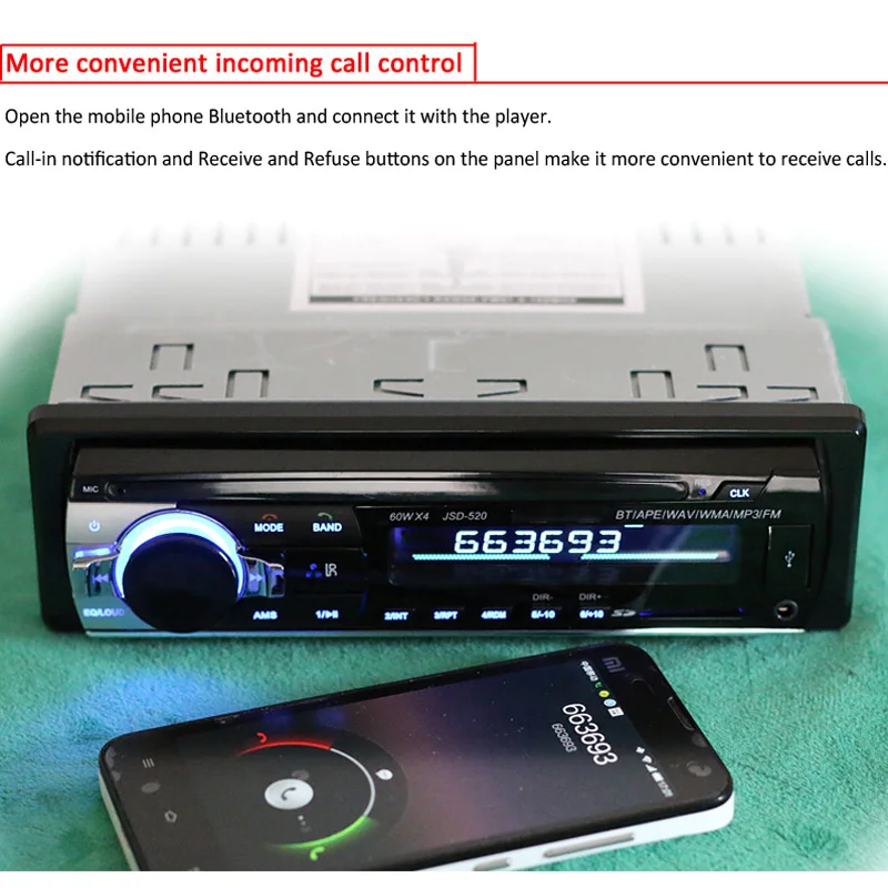 Радио автомобильный Bluetooth стерео MP3 аудио плеер 5 в зарядное устройство FM/USB/SD/AUX