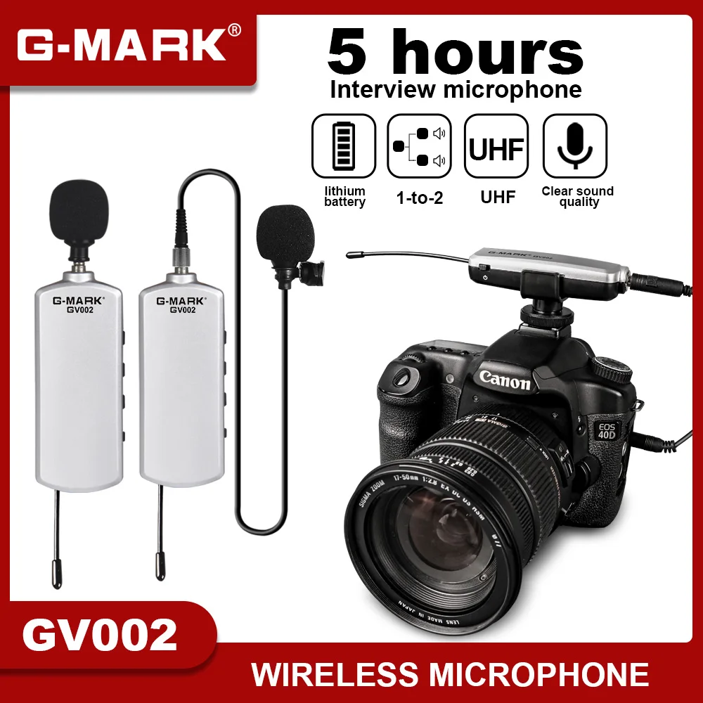 Петличный микрофон G-MARK GV002 беспроводной нагрудный для телефона DSLR-камеры
