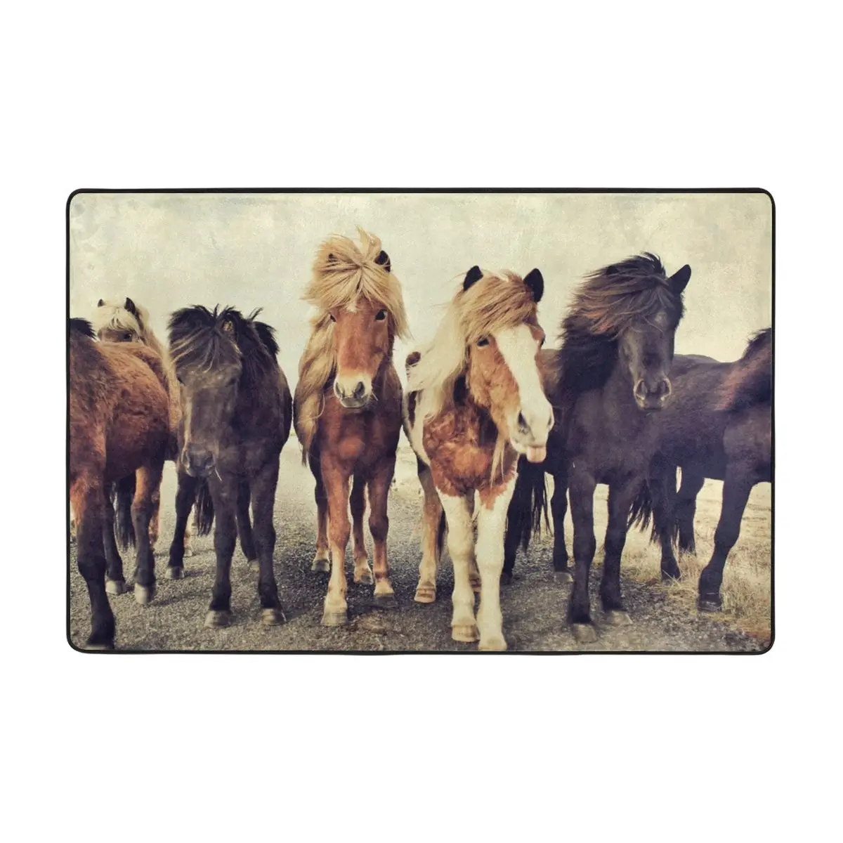 Коврик с лошадьми ковер коврик из полиэстера нескользящий для украшения пола