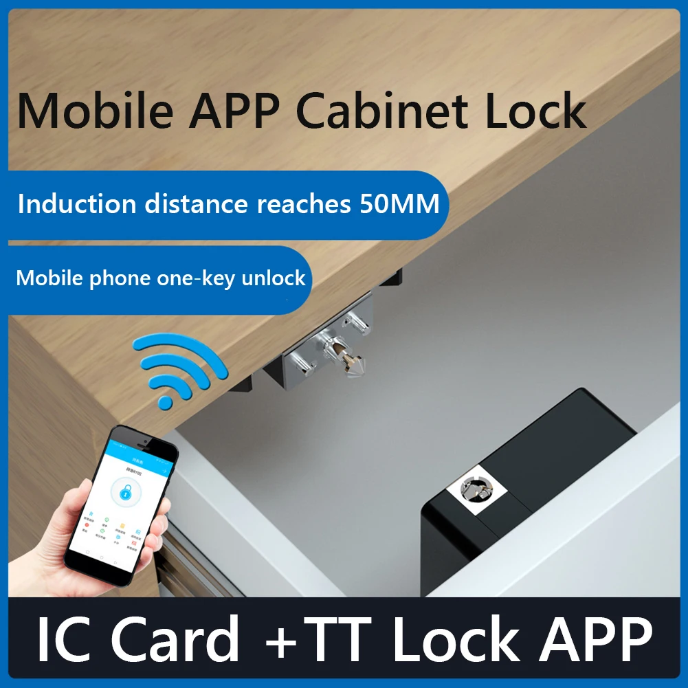 

Keyless Invisible Smart Drawer Lock Intelligent IC Card TT Lock APP Cabinet Locker Unlock Electronic Furniture Wooden Door Locks