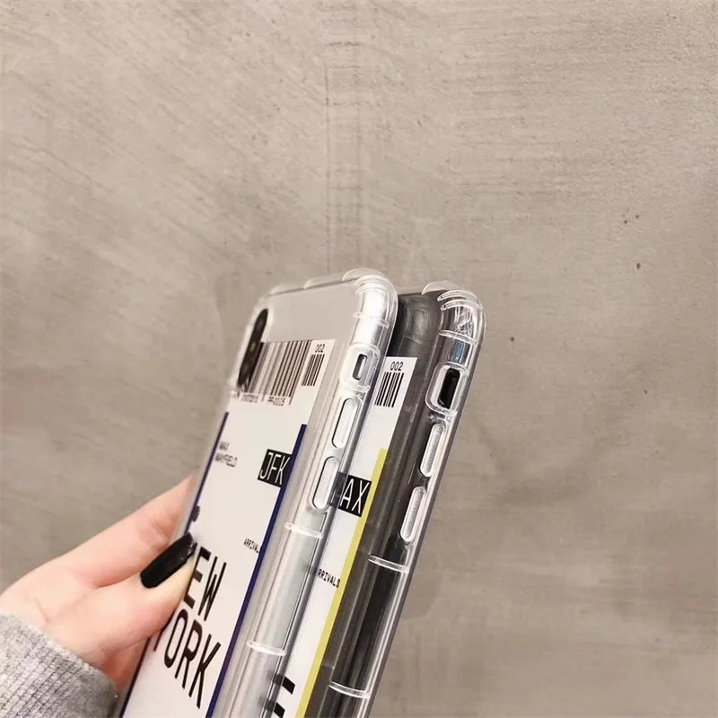 US City Label Bar code new York Phone Case For iPhone 11 Pro Xs MAX XR X 6 6s 7 8 plus Simple letter Clear soft silicon Cover |
