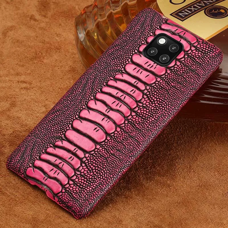 Rose red Чехлы для телефонов huawei P10 P20 P30 Lite mate 9 10 20 lite Pro Case Ostrich Foot текстурированное покрытие для Honor 8X9 10 V20 P Smart case - Цвет: Rose red
