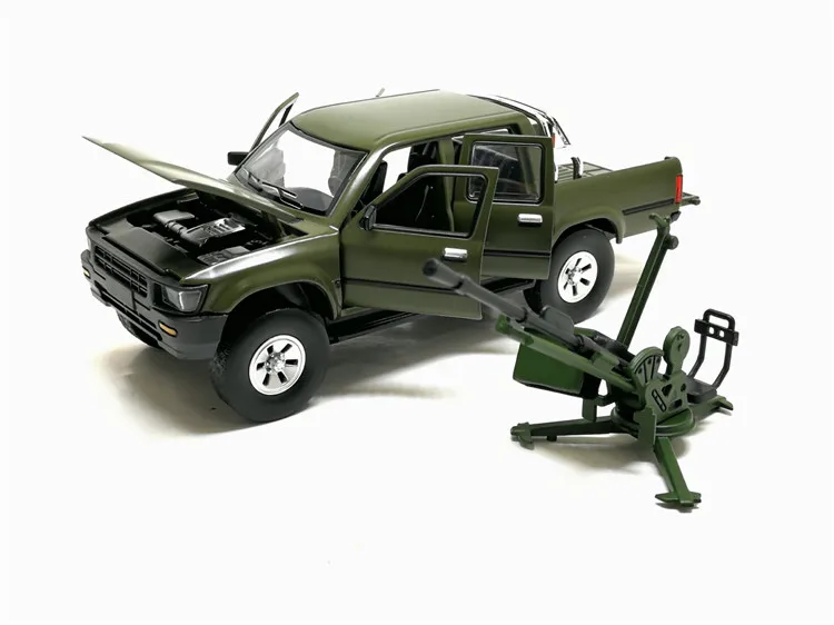 Новинка 1/32 Toyota Hilux пикап с анти-танковым пистолетом литая металлическая Модель автомобиля игрушки звуковое освещение для детей подарки с коробкой