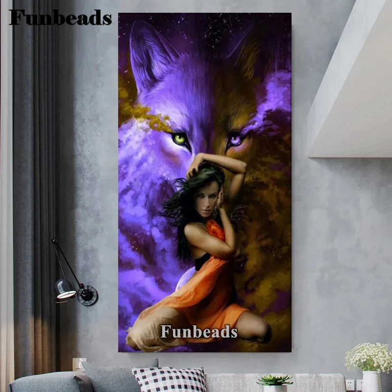 Алмазная живопись Готическая красота волк вышивка крестиком бусины 5D набор для