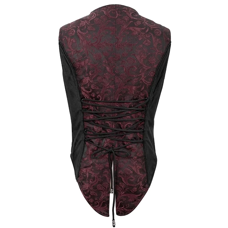 

Vintage Vest For Men Gothic Red Jacquard Formal Jacket Men V Neck Men Clothing Men's Suit Vest Male Waistcoat For Wedding