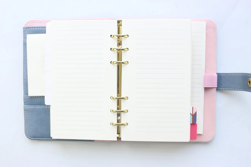 Domikee cute leather hardcover 6 rings binder planner agenda organizer office school refillable spiral notebooks stationery A5A6