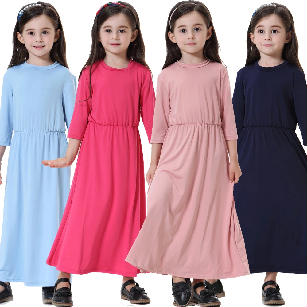 Мусульманское платье с длинным рукавом для девочки, детское платье, абайя, исламский Дубай, арабский халат, платья, традиционные платья макс...