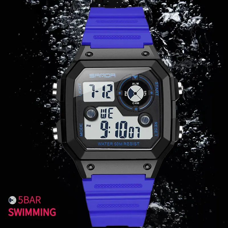 Часы наручные SANDA Мужские Цифровые спортивные водонепроницаемые до 50 м в стиле