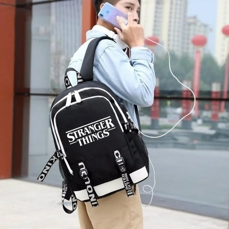 Рюкзак IMIDO Stranger Thing для школьников, студентов, светящийся, зарядка через usb, повседневные сумки для мальчиков, Одноцветный рюкзак на плечи для подростков
