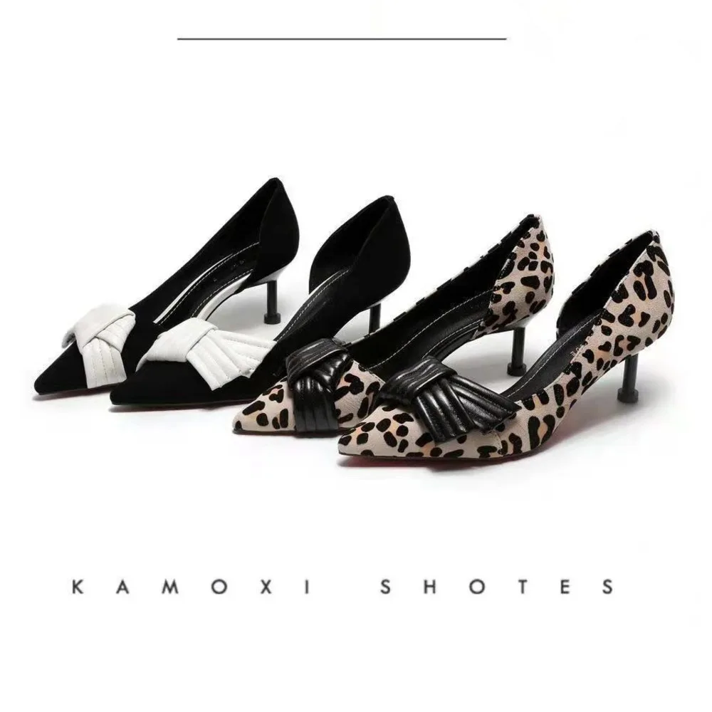 

2021 New Pointy Thin Heel Spring/summer Single Shoes Fashion Leopard Print Versatile Small Leather Shoes Party Shoes For Women