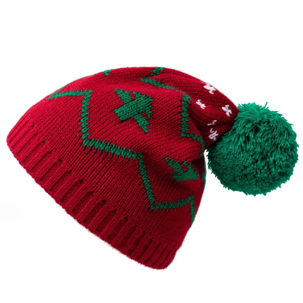 

Children's Winter Christmas Hat Snowflake Christmas Tree Knitted Beanie Hat For Girls Kids Christmas Gift New Year Decorations