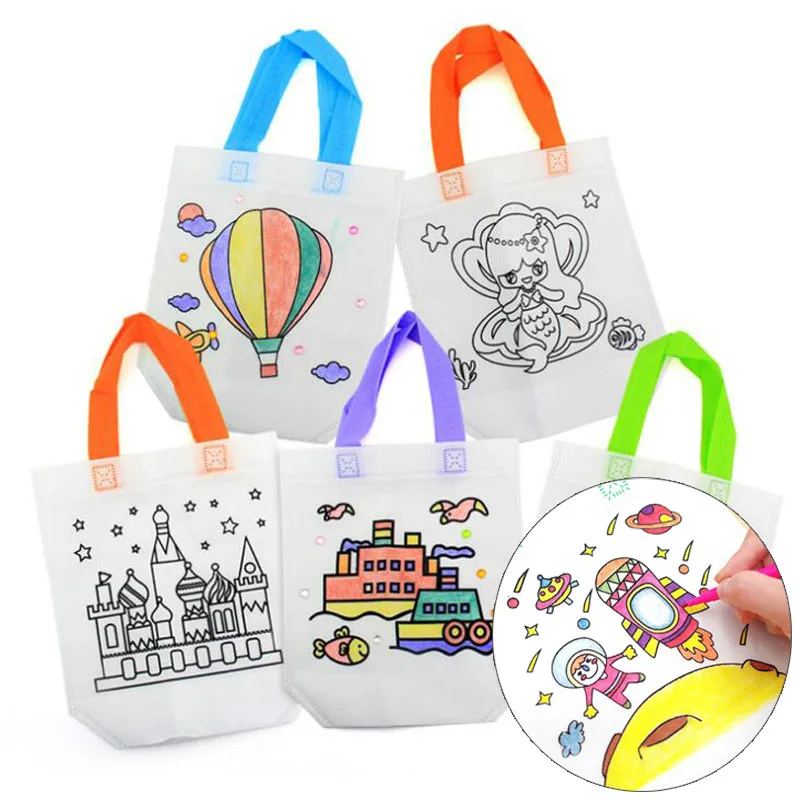 

10Pcs Antistress Puzzles Educational Toy for Children DIY Eco-friendly Graffiti Bag Kindergarten Hand Painting Materials