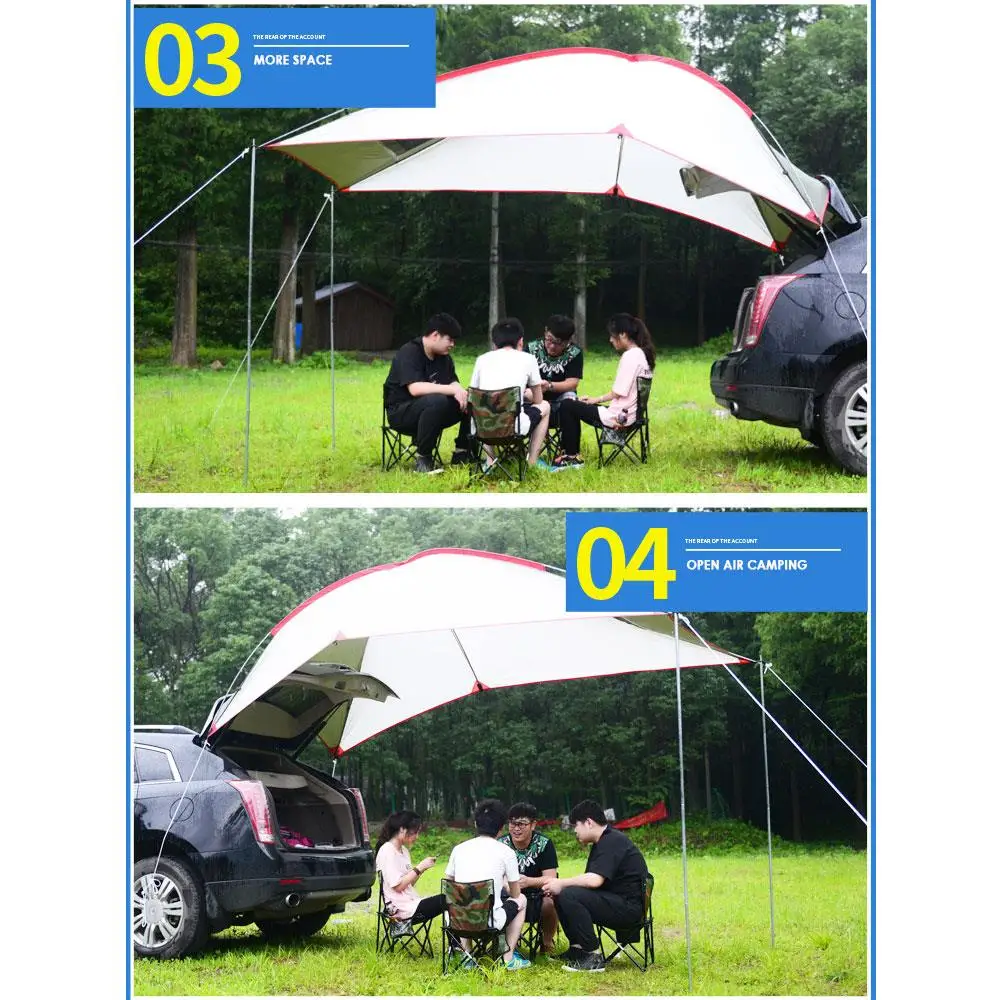 Durable Self-Driving Travelling Bedding Dinner Family Picnic Sunshade Hiking 2 Colors Fiberglass Rod Car Tent Camping |