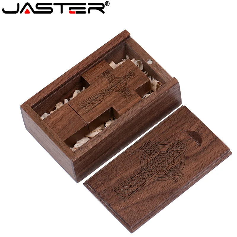 JASTER customer LOGO wooden Cross USB + box Flash Drive memory stick pendrive 8GB 16GB 32GB 64G Crosses drive gift | Компьютеры и офис