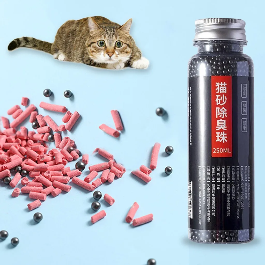 250 мл/бутылка наполнитель для кошачьего туалета дезодорирующие шарики Removaling