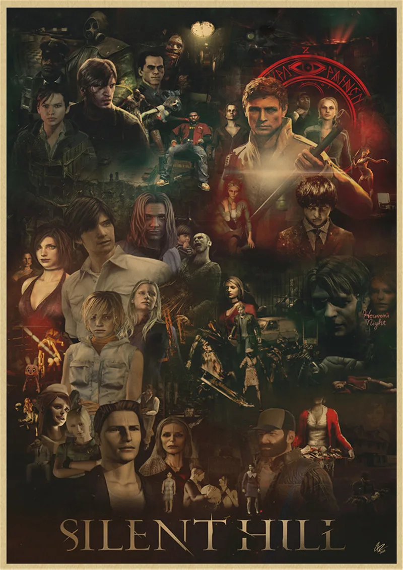 Тихий Хилл классический Ужасный фильм постер из крафт-бумаги настенное