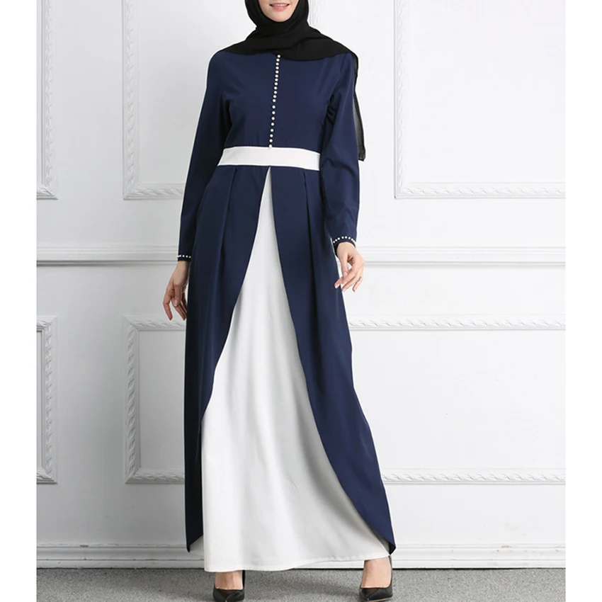 Fashion Patchwork Dubai Gaun Pesta untuk Wanita Muslim Eid Pakaian Indonesia Melayu Arab Wanita Islam Elegan Maxi Gaun Pakaian