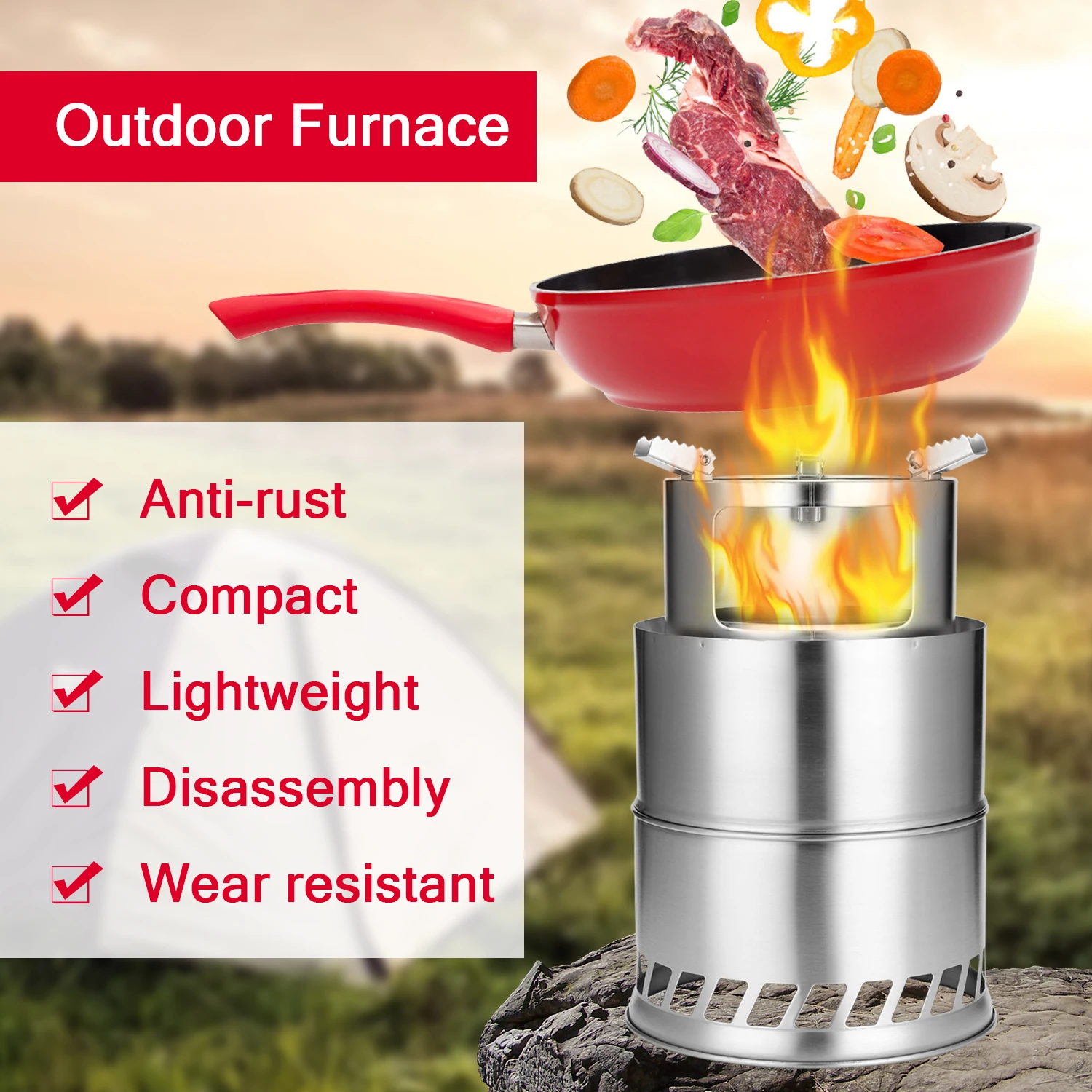 

Bump Outdoor Camping Furnace End Deconstructable Wood Stoves Picnic Barbecue Stoves Cross Border Detachable Wood Burner Furnace