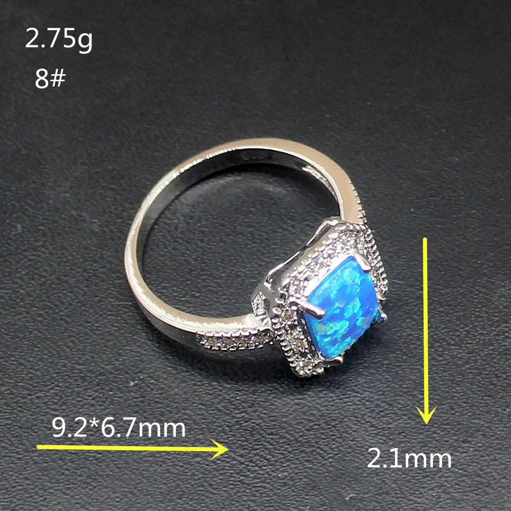 Gemstonefactory Jewelry Big Promotion Single Unique 925 Silver Gorgeous Blue Opal Women Gifts Band Rings 8# 20214484