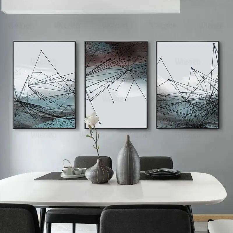 

Abstract Geometric Canvas Wall Art Painting Industrial Style Modern Home Decorative Poster Mural for Office Room Decor Salon