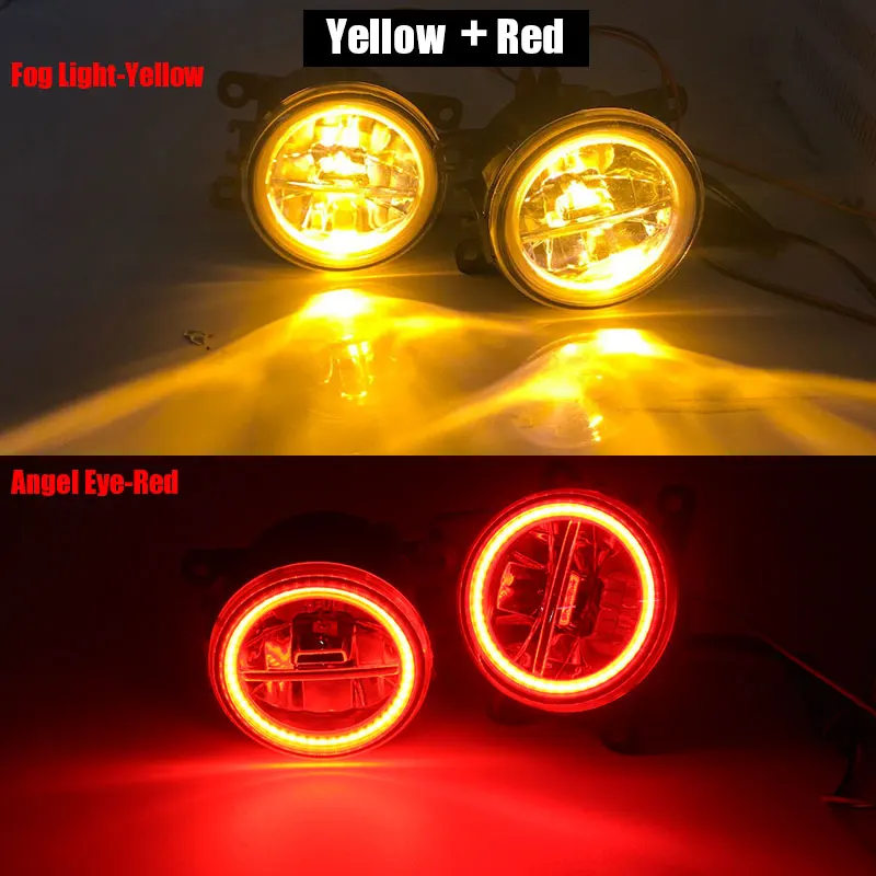 Yellow and Red Cawanerl автомобильный H11 4000лм светодиодный противотуманный светильник+ Ангел глаз DRL Дневной ходовой светильник 12 В аксессуары для Ford Figo Ka+ Ka - Цвет: Yellow and Red