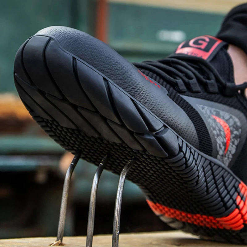 

Men Shoes Work Safety Boots Breathable Anti-Smashing Lightweight Rubber Work Boot Indestructible Sneakers With Steel Toe Cap
