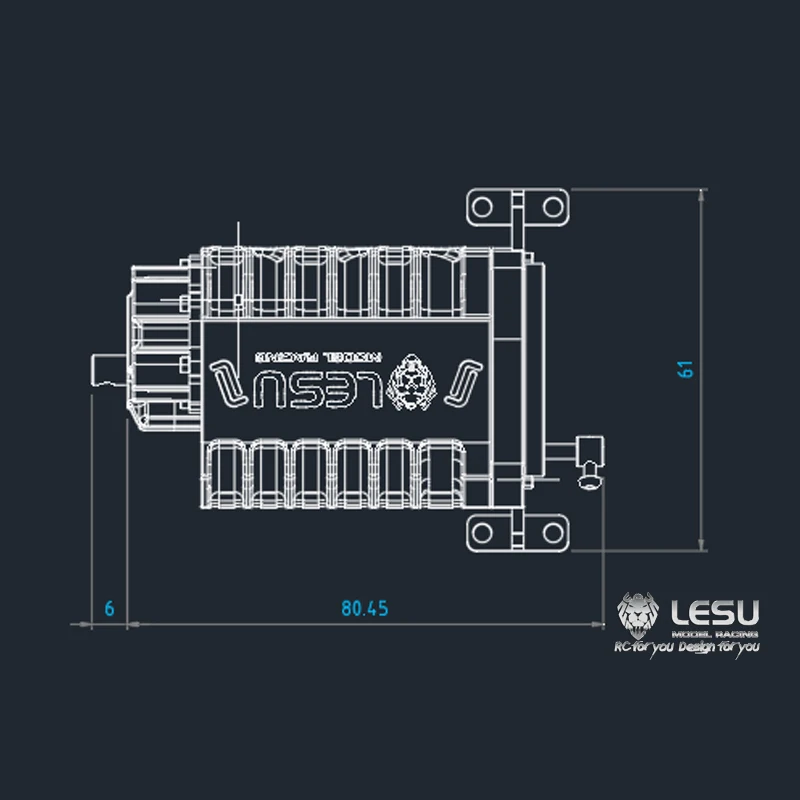 LESU 3-скоростная металлическая коробка передач A для 1/14 Радиоуправляемый трактор