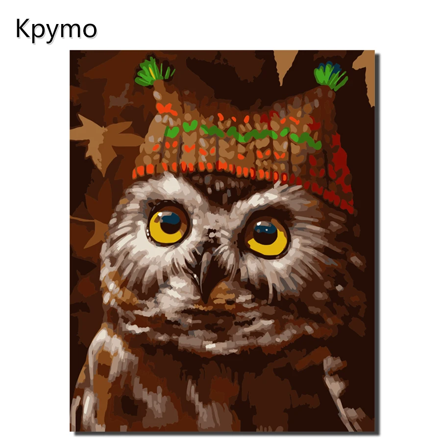 Kpymo Frameless Picture Romantic Owl DIY Painting By Numbers Modern Wall Art Handpainted Oil On Canvas For Home Decor | Дом и сад