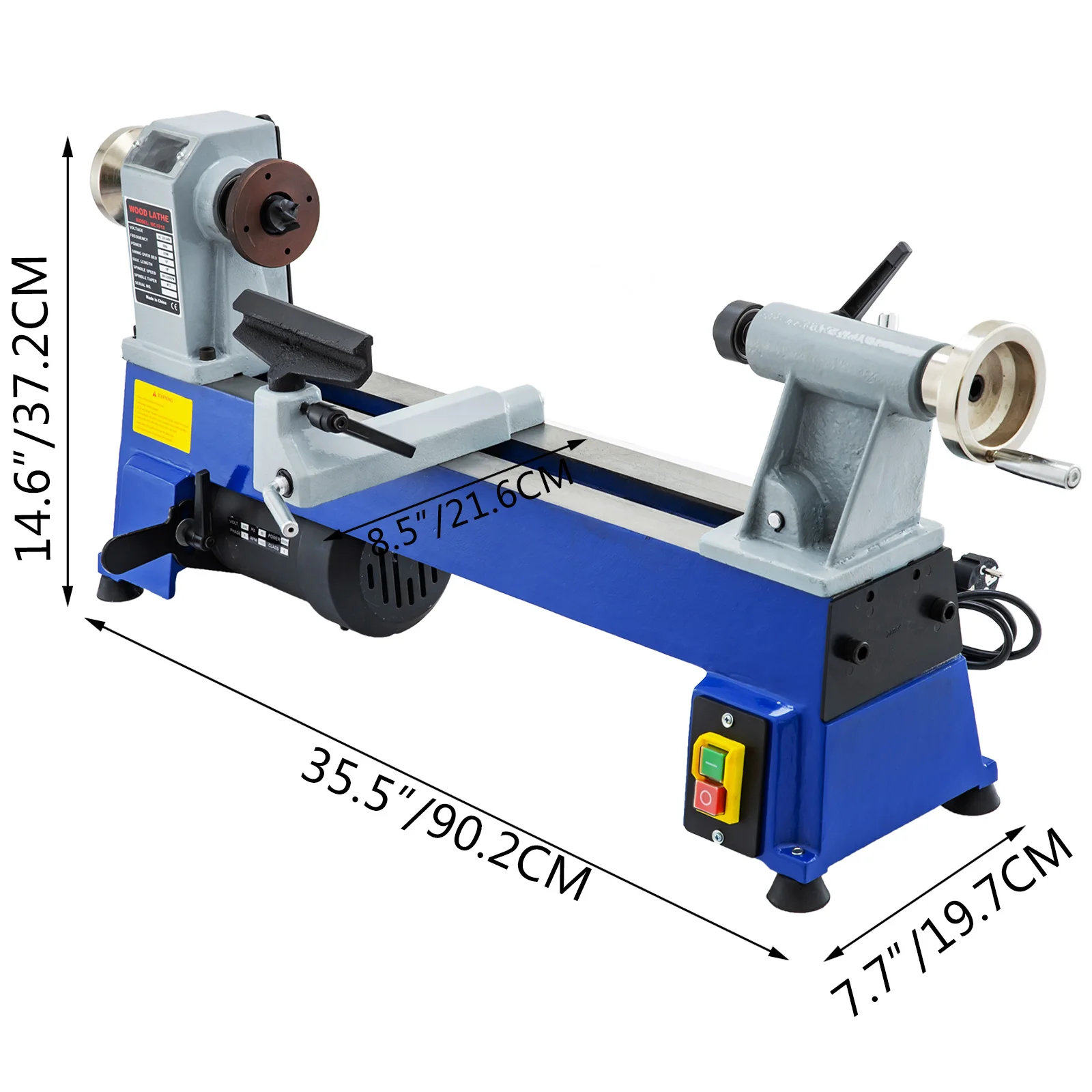 

VEVOR 10"x18" 12"x18" 500-3800RPM Variable Speed Mini Wood Metal Benchtop Lathe Machine w/ LED Light Low Noise for DIY Tower