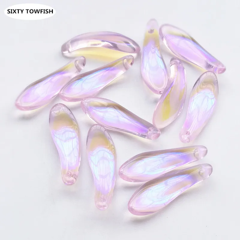 

20 Pieces/lot 9x26mm Pink AB Color Czech Glass Beads With Hole Pendant Jewelry Beads For Handmade DIY Accessories