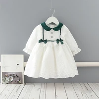 spring and autumn new baby girls sweet princess dress childrens white cotton comfortable breathable long sleeve bow clothes
