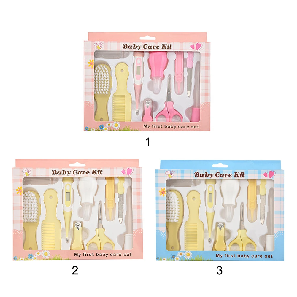 

10Pcs Baby Health Care Kit Thermometer Safety Manicure Nail Clippers Comb Emery Hairbrush Newborn Healthcare Kit Tools