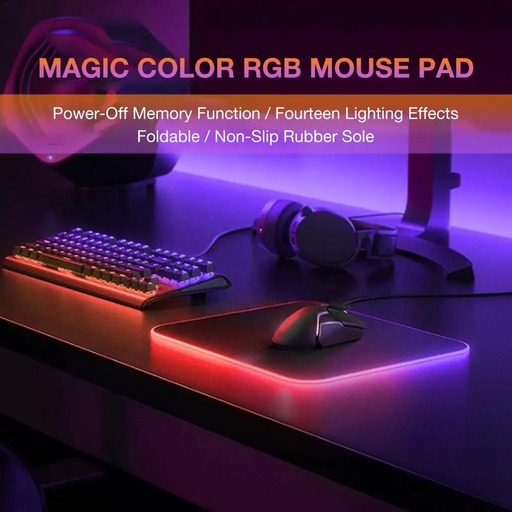 Игровой коврик для мыши RGB большой геймеров компьютерный со светодиодной