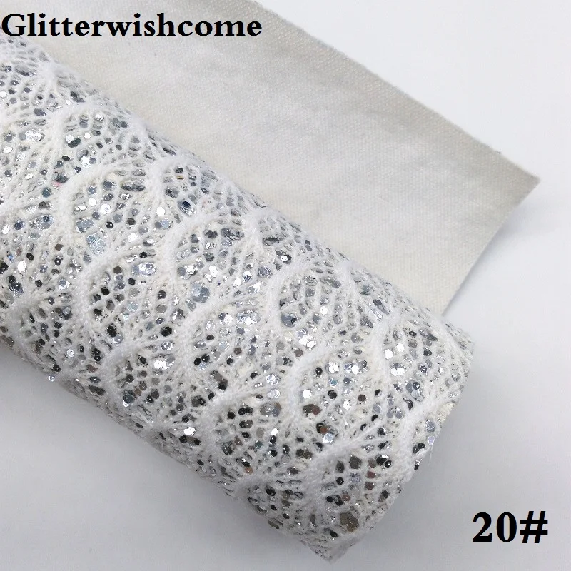 20 Glitterwishcome 21X29 см A4 размер кружева блестящая кожа, рыбка чешуя Русалки Fabirc кожа ткань винил для луков, GM020A - Цвет: 20