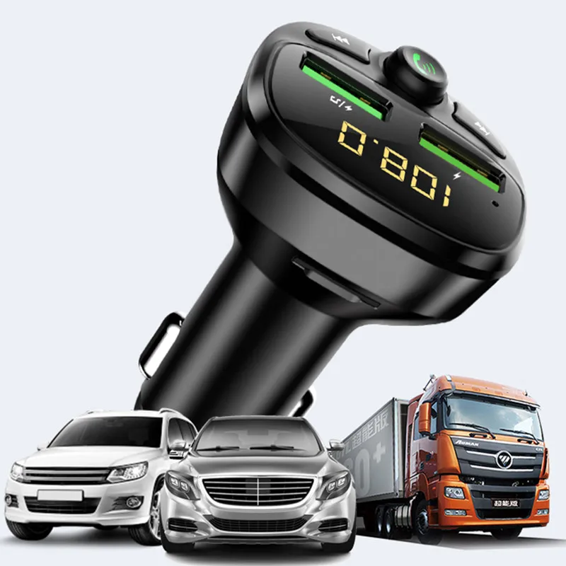 Автомобильный FM передатчик Bluetooth 5 0 быстрое зарядное устройство USB для skoda kodiaq geely