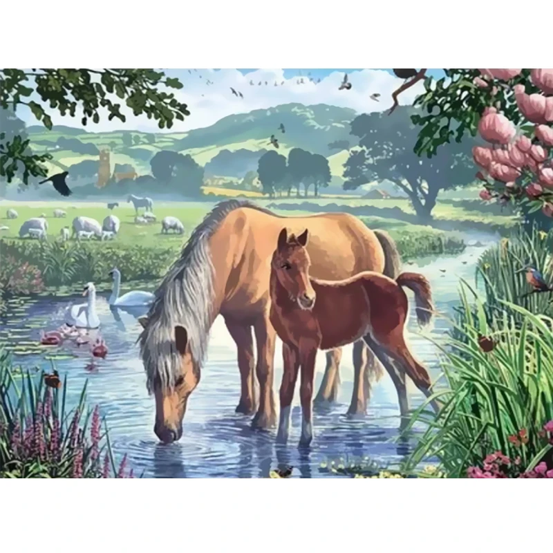 

Painting By Numbers DIY Landscape Animal horse Room Wall Art Unframed Oil Paint For Adults Home Decoration 50x40cm