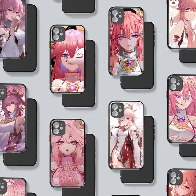 

Genshin Impact Yae Miko Phone Case matte transparent For iphone 7 8 11 12 13 plus mini x xs xr pro max cover