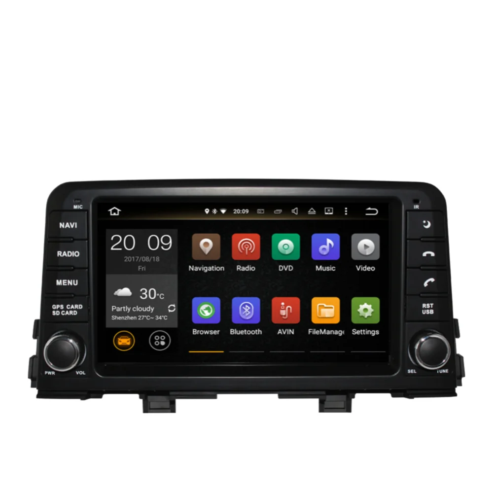 

Android 9.0 GPS Octa Core 4GB RAM With IPS Screen Multimedia Player For KIA PICANTO 2017-2020 Car GPS Navigation Radio Recorder
