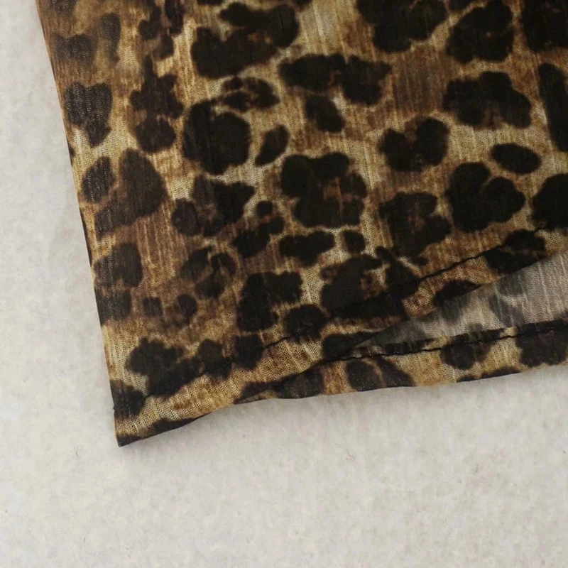 

W2021 Women Leopard Animal Chiffon Dress Long Sleeve Ladies Vintage Mini Dress Vestidos