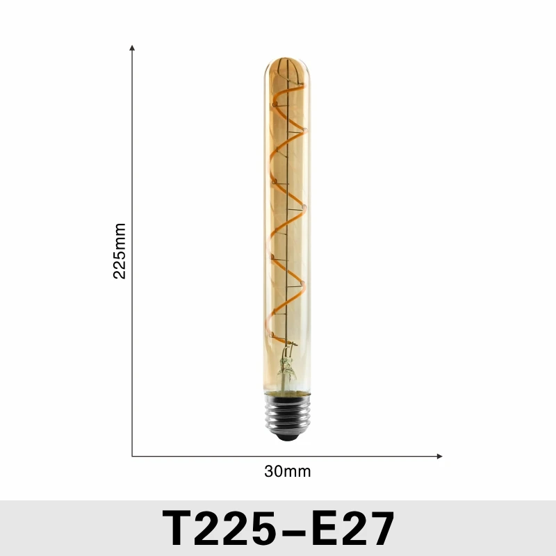 T225 E27 4W LATTUSO 220V Ретро Винтаж светодиодный спираль лампа накаливания светильник лампочка 2200K 4W 40W светодиоидная лампа с регулируемой яркостью Эдисон лампы C35 T45 A19 A60 ST64 G80 G95 G125 - Цвет: T225 E27 4W