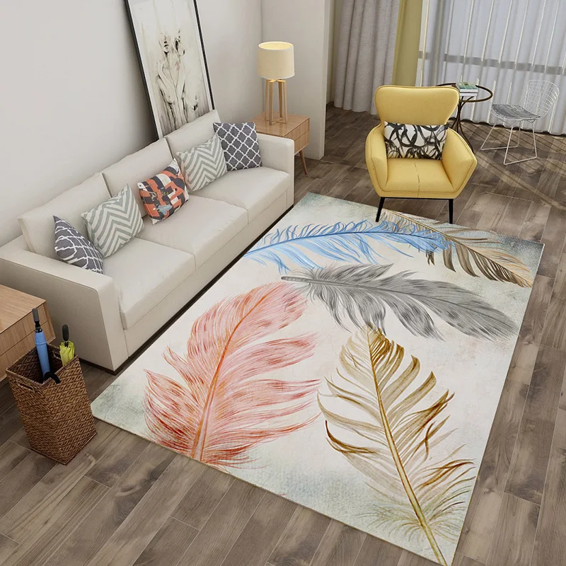 

Nordic Colored feathers Carpet in The Living Room Luxury Bedroom Bedside Rug Hall Sofa Floor Carpets Home Decorative Large Rugs
