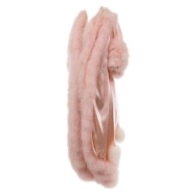Luxury Bathrobe for Women Faxu Fur Sweep Train Lingerie Nightgown Pajamas Sleepwear Women's Gowns Housecoat Nightwear | Свадьбы и