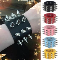 punk gothic rock cuspidal rivet wide pu leather cuff bracelets wristbands charm bangle fashion bracelet unisex jewelry
