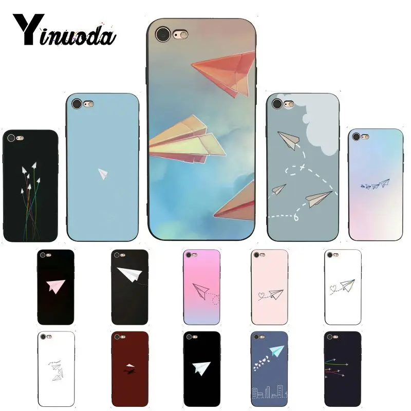 Yinuoda чехол для мобильного телефона с бумажным самолетом черный мягкий iPhone 8 7 6 6S X XS